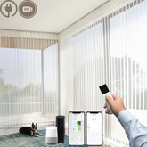 Motorized Washable Fabric Sheer Vertical Dream Blinds Hardwired/Battery Remote Control